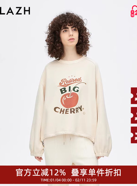 URLAZH有兰新款美式复古长袖宽松舒适上衣圆领加绒卫衣女JM4SW03