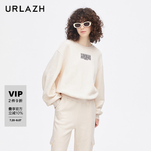 设计感简约休闲宽松高街时尚 URLAZH有兰新款 圆领卫衣女