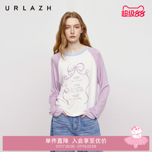 urlazh/有兰复古蝴蝶结长袖T恤