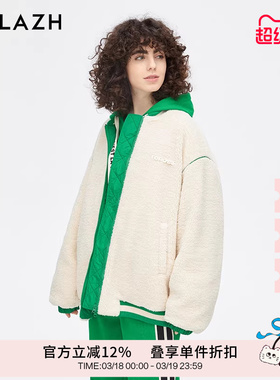 URLAZH有兰新款百搭宽松毛绒两面穿棒球休闲棉服外套女JM4CC02