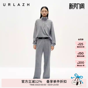 雷灯芯绒直筒休闲裤 简约百搭夹花灰复古风格 女 新款 URLAZH有兰冬季