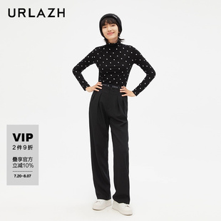 黑色简约宽松显瘦直筒休闲裤 URLAZH有兰新款 女IM3PA27