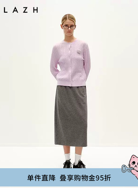 URLAZH有兰冬季新款碳简约休闲气质灰色羊毛针织直筒百搭半裙女