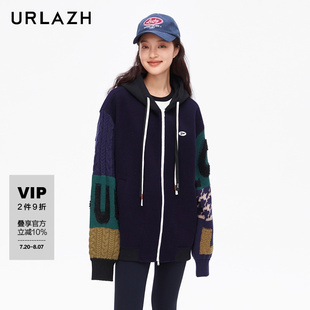 藏青色羊毛休闲宽松大衣外套女LM3TC89 URLAZH有兰新款