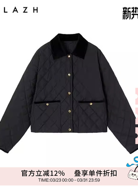 【90%鹅绒】URLAZH有兰秋季新款黑色休闲菱格纹轻薄羽绒服外套女