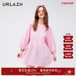 质感长袖 复古法式 上衣女 粉色甜美可爱减龄泡泡袖 URLAZH有兰新款