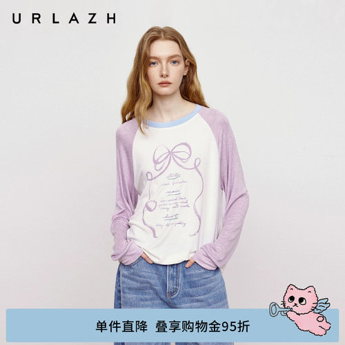 urlazh/有兰复古蝴蝶结长袖T恤