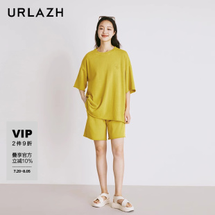 URLAZH有兰夏季 女 新款 复古水洗纯棉宽松直筒简约百搭运动休闲短裤