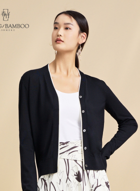 春竹秋季精纺V领羊毛衫女套衫纯色长袖薄款针织打底衫-WSW221611