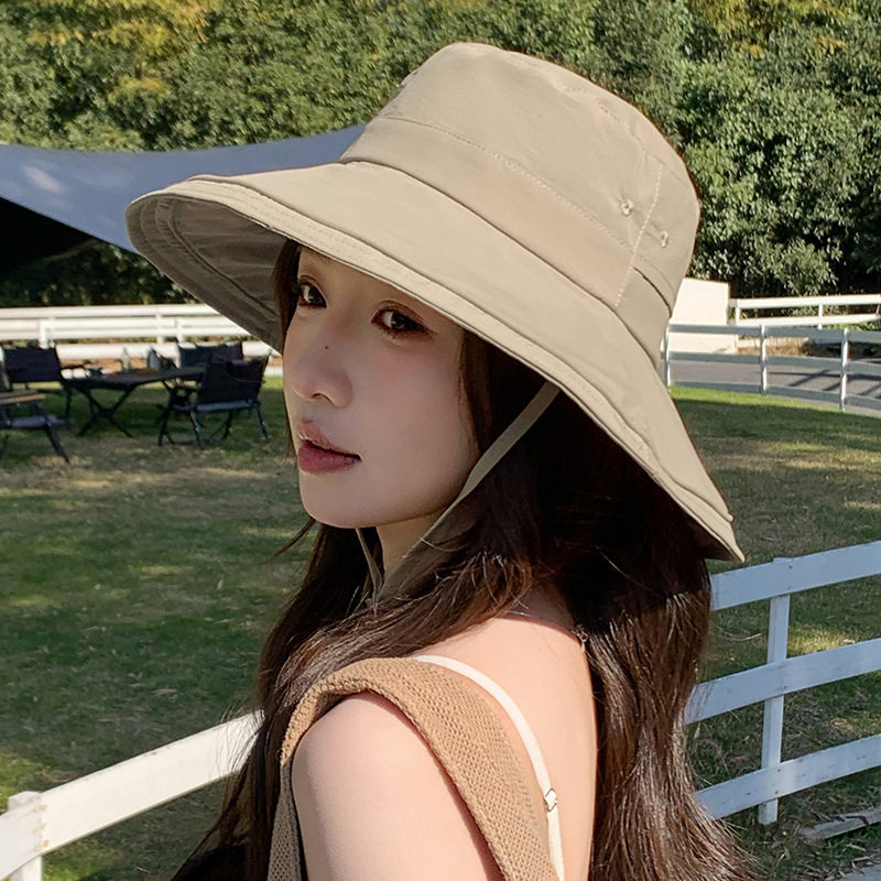 帽子女夏季可折叠防紫外线遮阳帽大帽檐渔夫帽韩版速干防水防晒帽