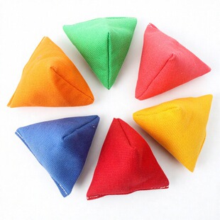 6个小号儿童丢沙包 幼儿园纯色三角包学生抓石子怀旧游戏手工玩具