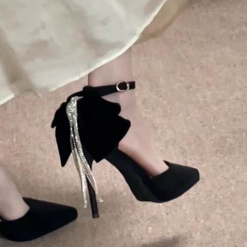 水钻细跟性感蝴蝶结凉鞋