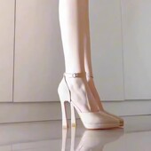 裸色防水台高跟鞋 日常百搭气质不累脚凉鞋 女2025新款 漆皮粗跟单鞋