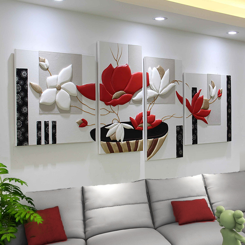 轻奢高级感客厅沙发背景墙装饰画现代简约组合大气挂画立体艺术画图片