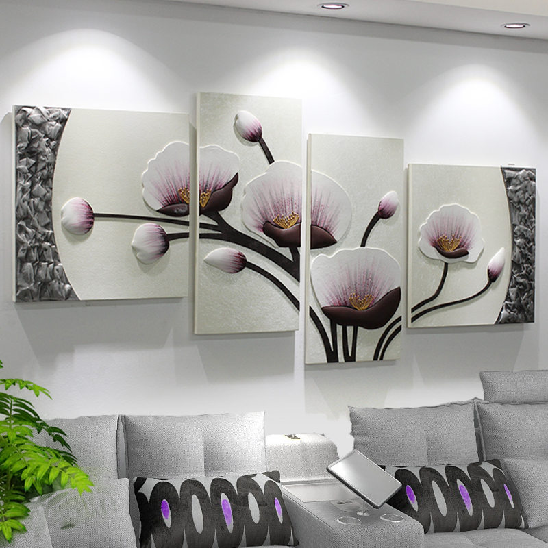 现代简约客厅装饰画轻奢高级感沙发背景墙组合挂画3D立体艺术壁画图片