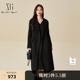 收腰翻领羊毛混纺大衣女装 新款 毛呢外套2025冬季 XG雪歌黑色中长款
