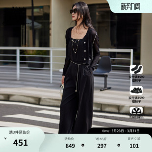 2025夏季 连衣裤 新款 简约显瘦休闲长裤 女 时尚 XG雪歌黑色连体裤