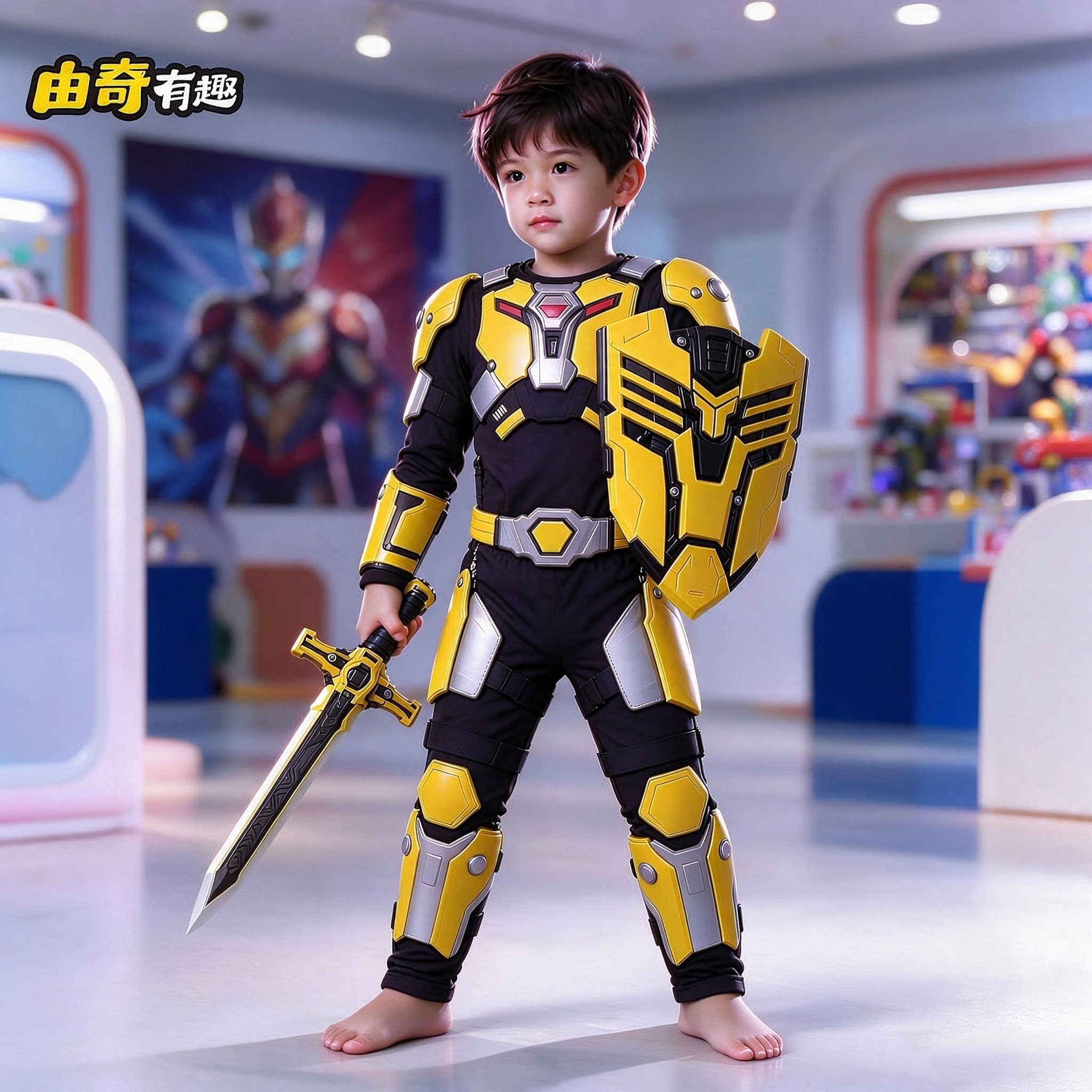 由奇有趣黄蜂铠甲立体机甲风儿童可穿戴玩具套装cos角色扮演服装