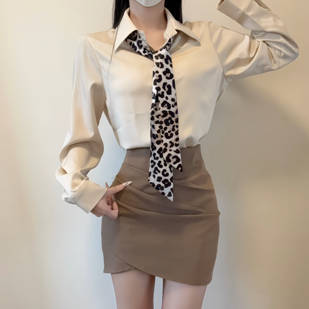 iqcq气球熊秋季法式气质时尚长袖缎面衬衫修身显瘦包臀短裙套装,女装/女士精品,时尚套装,淘宝优惠券,粉丝福利购,淘宝优惠卷