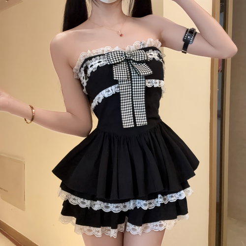 IQCQ古早抹胸蝴蝶结显瘦两件套