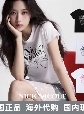 韩国正品nicknicole短袖蝴蝶t恤