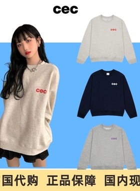 韩国正品cec卫衣圆领纯棉连帽加绒chancechance潮牌宽松男女情侣