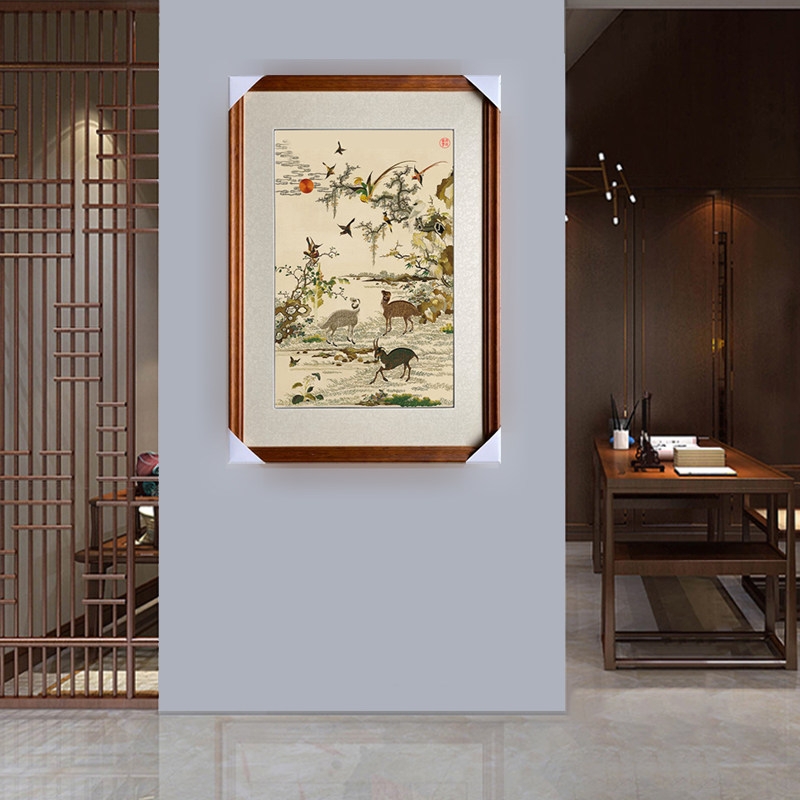 苏绣三羊开泰纯手工刺绣品国画家庭客厅书房卧室玄关壁画商务礼物