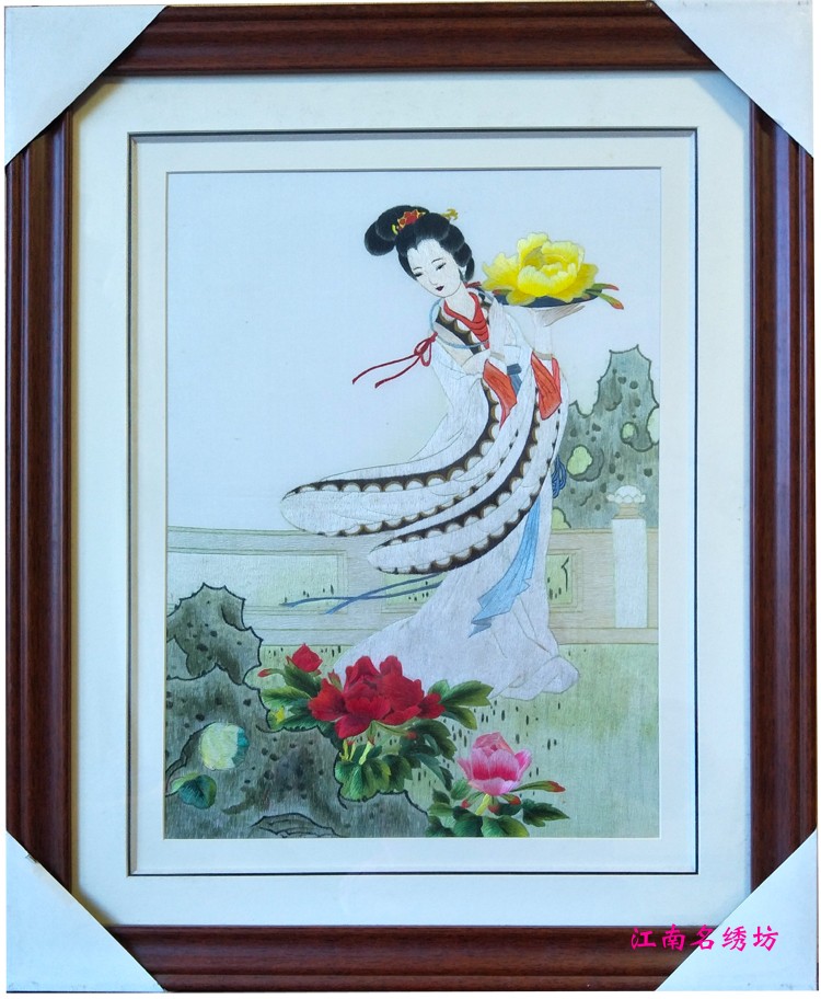 苏绣画手工刺绣成品家庭书房卧室客厅装饰画国画仕女图才女蔡文姬图片