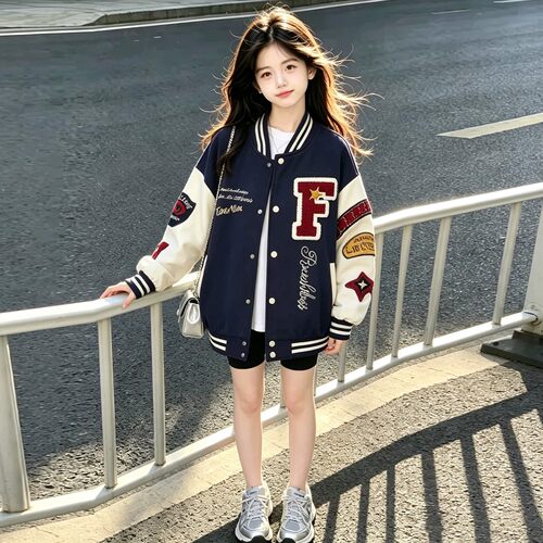 法国女童美版学院风棒球服外套