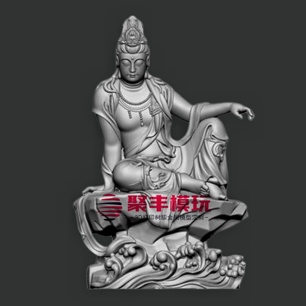 观音菩萨STL文件3D模型观音圆雕三维立体图纸STL数据机雕打印