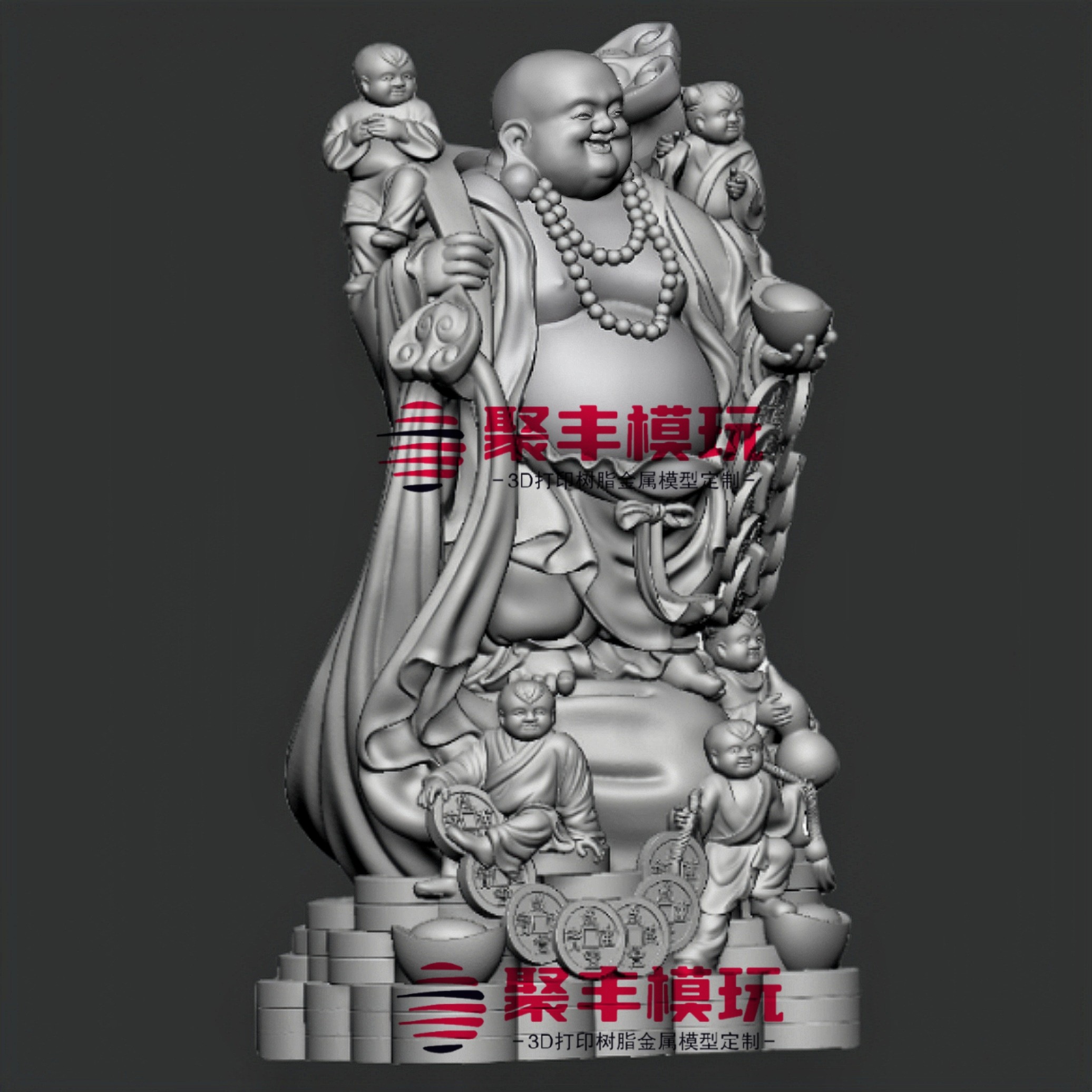 弥勒佛精雕stl文件3d模型大肚佛圆雕三维立体图纸stl数据机雕打印