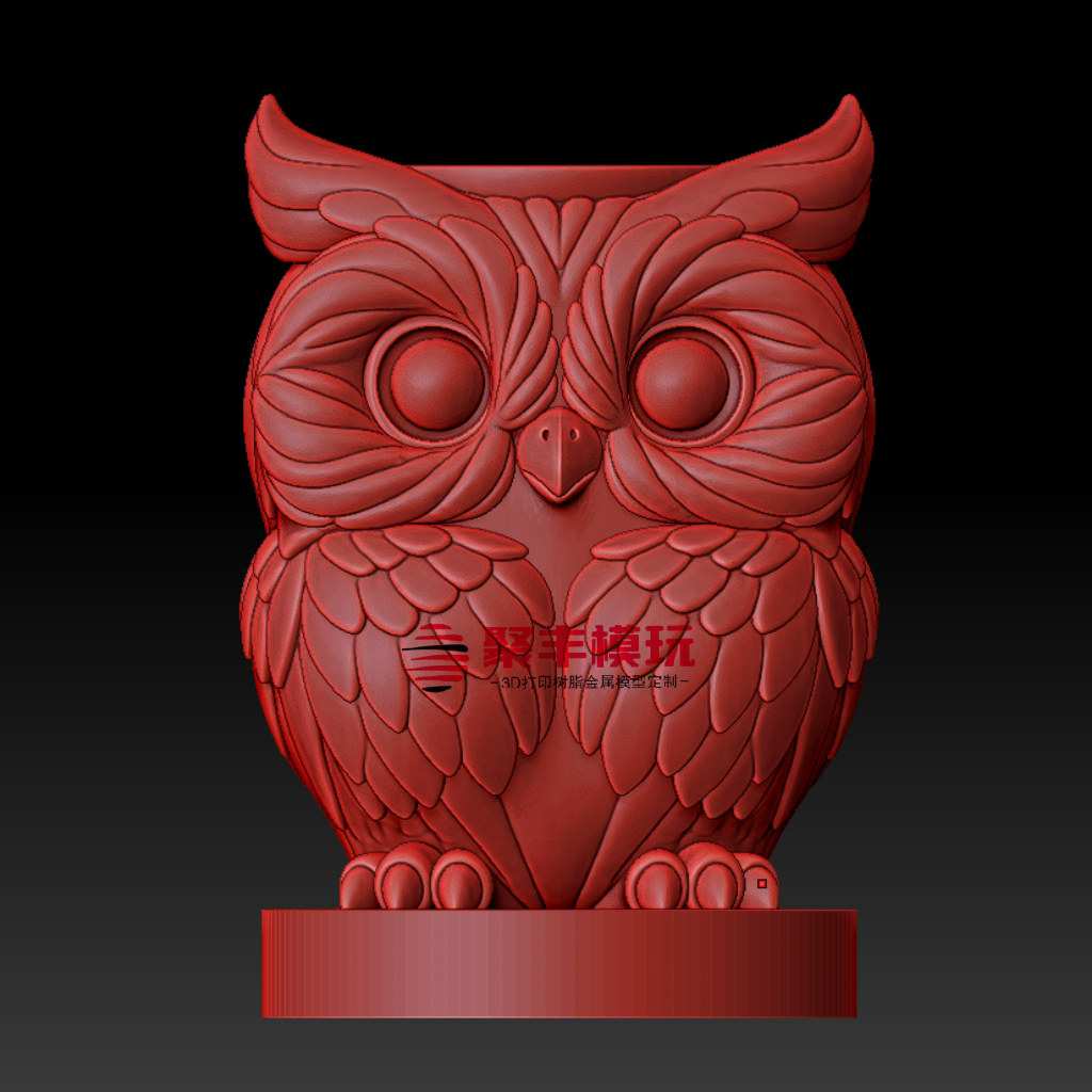猫头鹰笔筒STL文件3D模型笔筒三维图纸STL数据打印机雕刻CNC