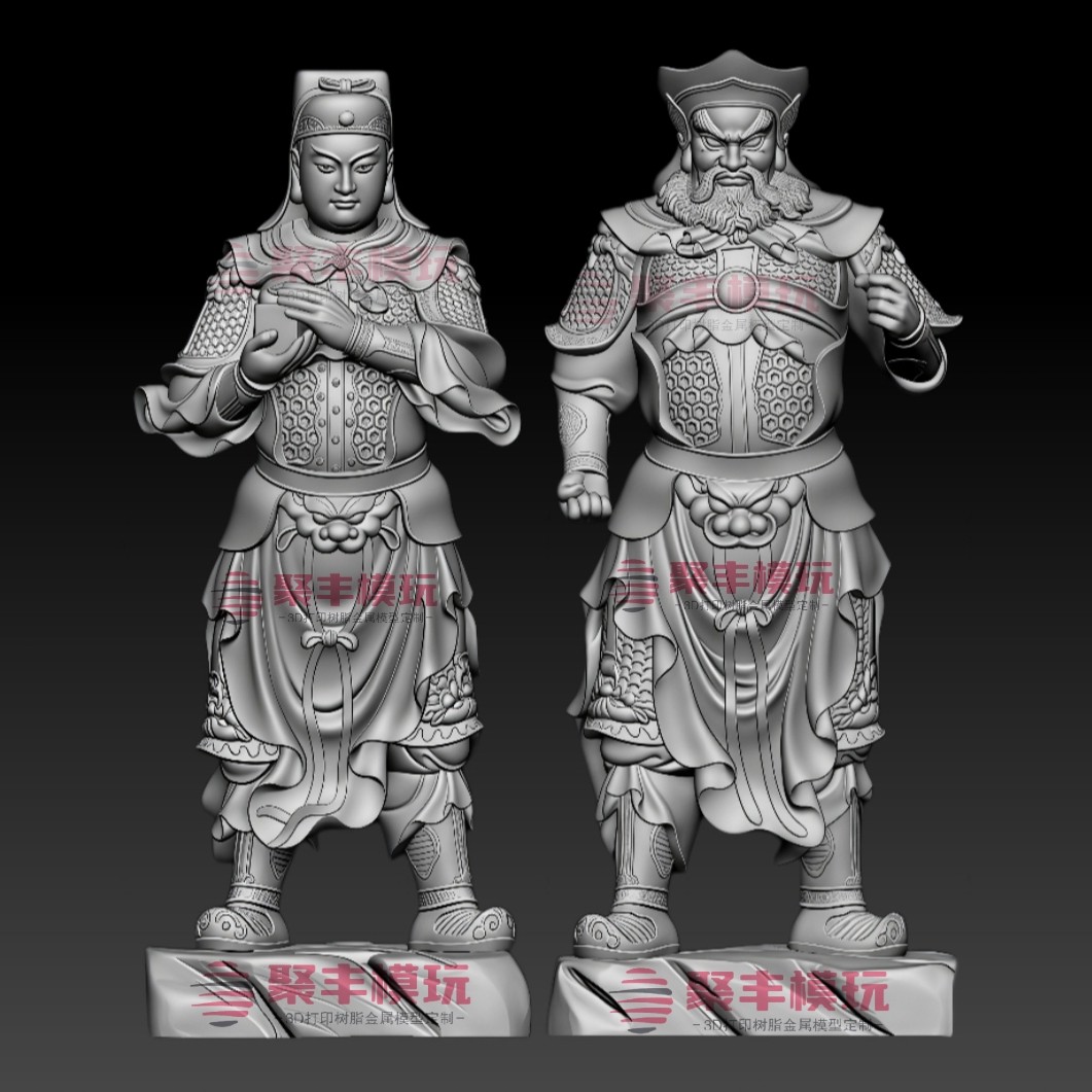 关平周仓STL文件3D模型护法神三维图纸STL数据机雕打印