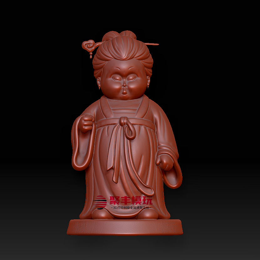 Q版唐代女STL文件3D模型唐代人物三维图纸STL数据机雕刻CNC