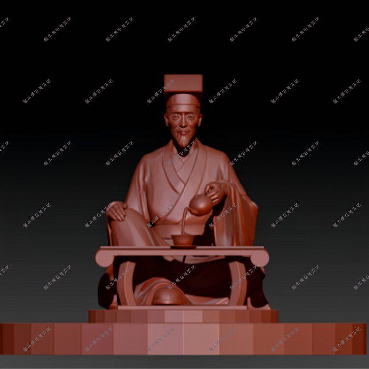 圆雕茶圣陆羽STL文件3D模型茶圣三维图纸STL数据电脑雕刻CNC