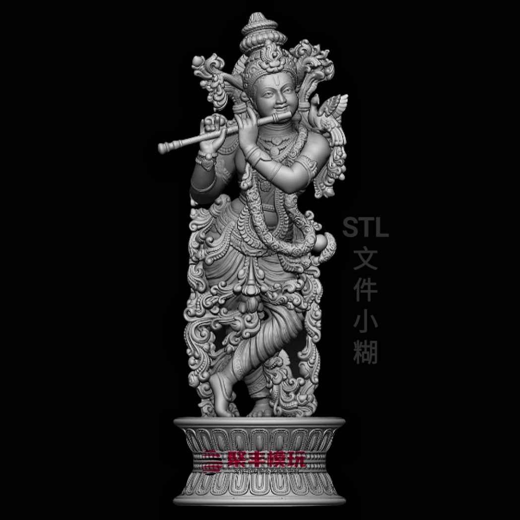 印度黑天神STL文件3D模型神佛菩萨造像三维图纸STL数据机雕刻CNC
