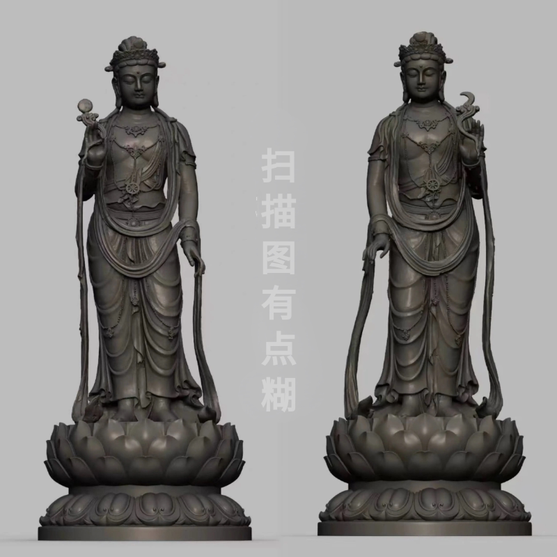 日光月光菩萨STL文件3D模型(3D扫描)菩萨三维立体圆雕图纸