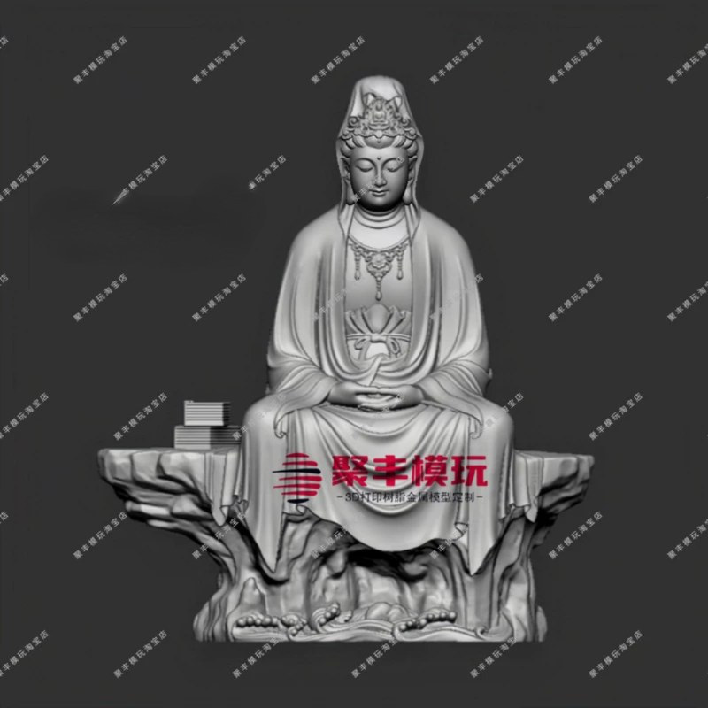 精修观音菩萨STL文件3D模型圆雕三维图纸STL数据机雕刻CNC