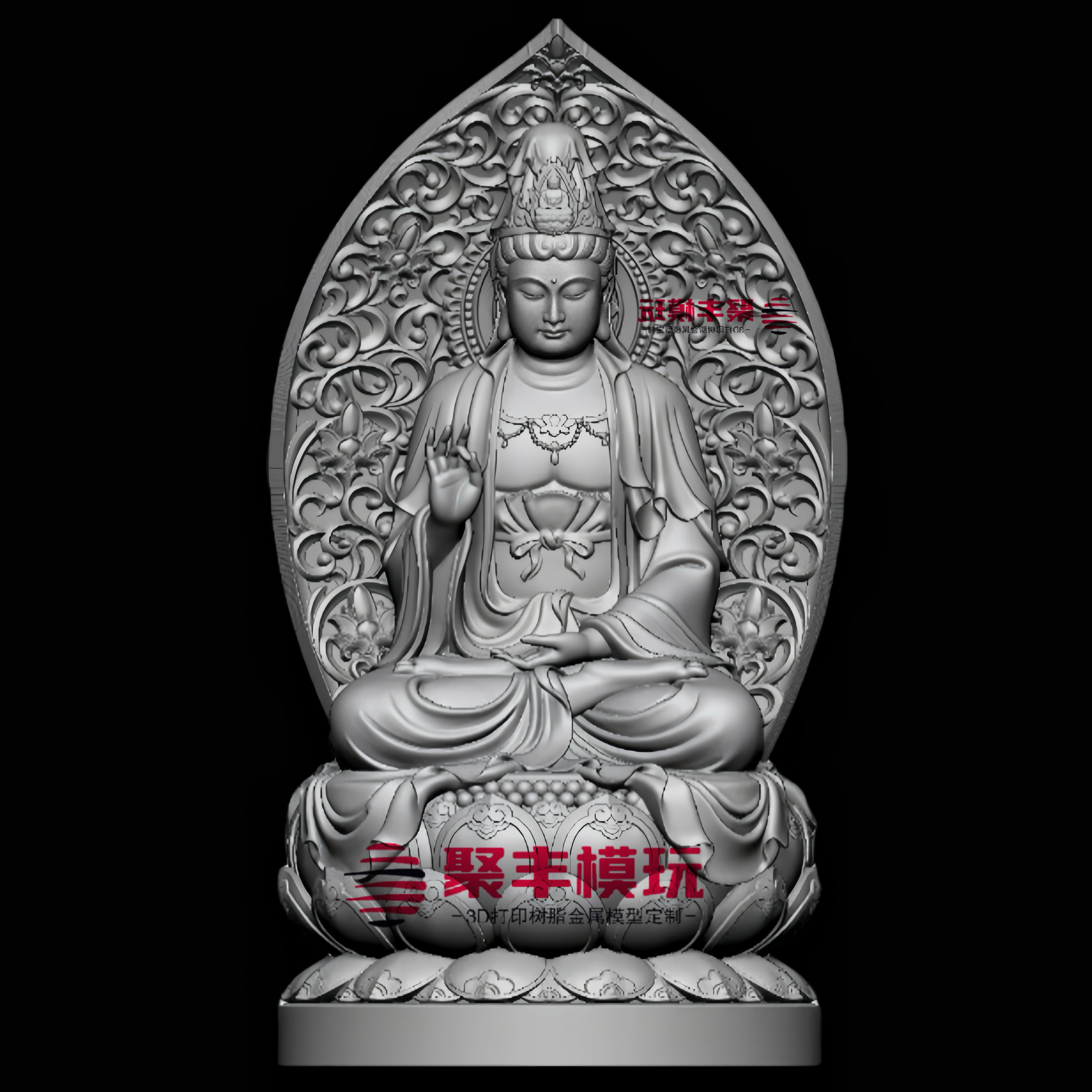 观音菩萨STL文件3D模型观音圆雕三维立体图纸STL数据观音CNC