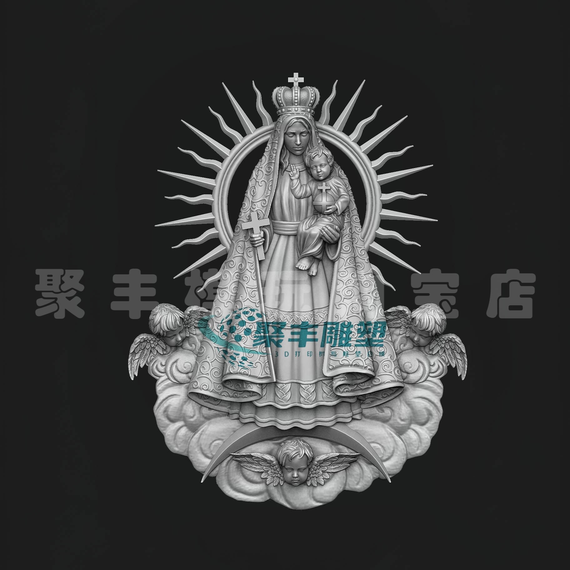 浮雕西方人物STL文件3D模型小天使三维图纸STL数据打印雕刻CNC