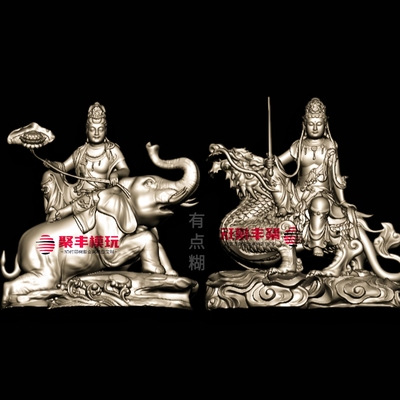 文殊普贤STL文件3D模型菩萨佛像三维图纸STL数据四轴机雕图纸