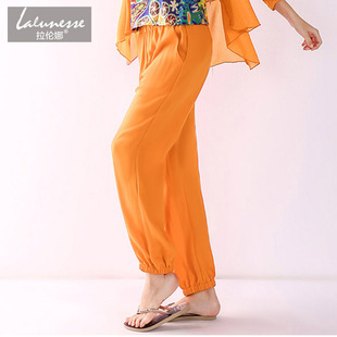 拉伦娜原创女夏纯棉睡裤薄款长裤直筒裤居家空调裤全棉外穿小脚裤