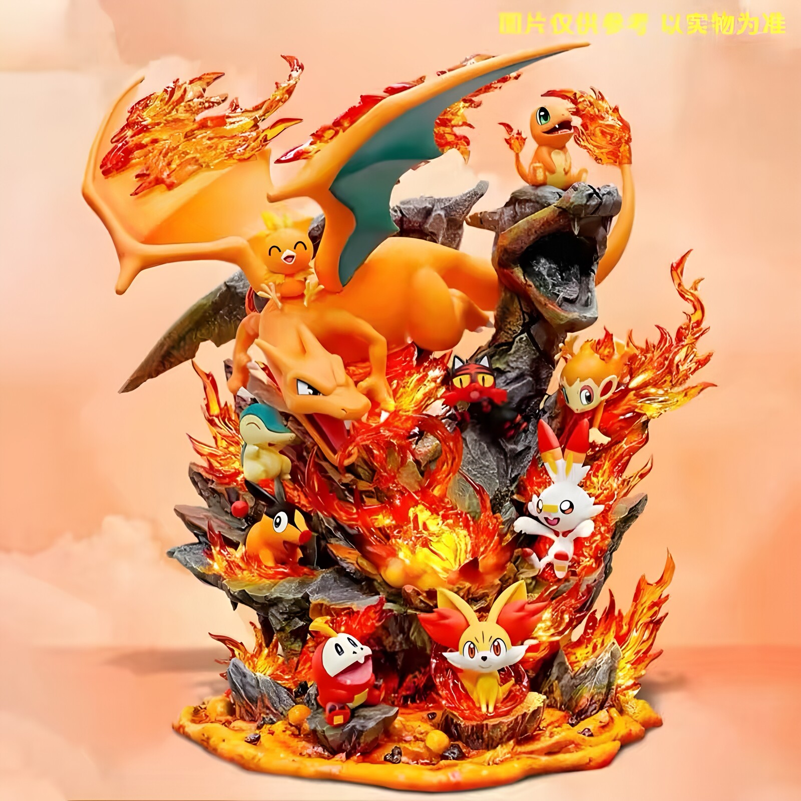 宝可梦手办喷火龙全家桶雕像模型玩具gk兵精灵火系手办超大摆件