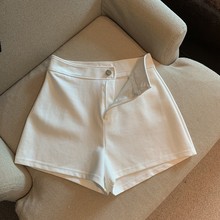 白色下半身失踪西装短裤女夏季薄款高腰显瘦a字紧身弹力辣妹热裤