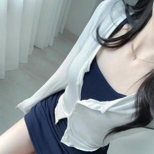 修身显身材防晒百搭长袖开衫T恤女春夏薄款微透纯欲辣妹打底上衣