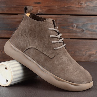 工装 马丁靴头层牛皮厚底防滑休闲皮鞋 靴软皮男靴 真皮男士 秋冬新款