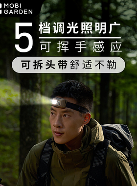 牧高笛感应头灯户外夜钓强光充电LED长续航头戴式照明灯徒步登山