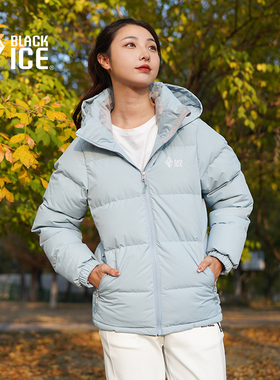黑冰23新款天璇PLUS冬季短款鹅绒700蓬户外连帽羽绒服女F238512