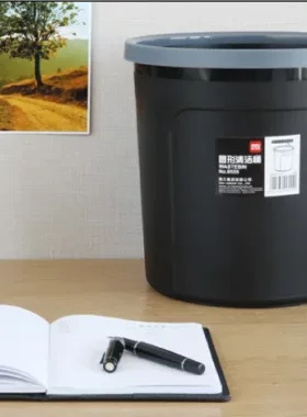 得力9555垃圾筒清洁桶垃圾桶9.5L办公碎纸废纸篓圆形纸屑果壳箱