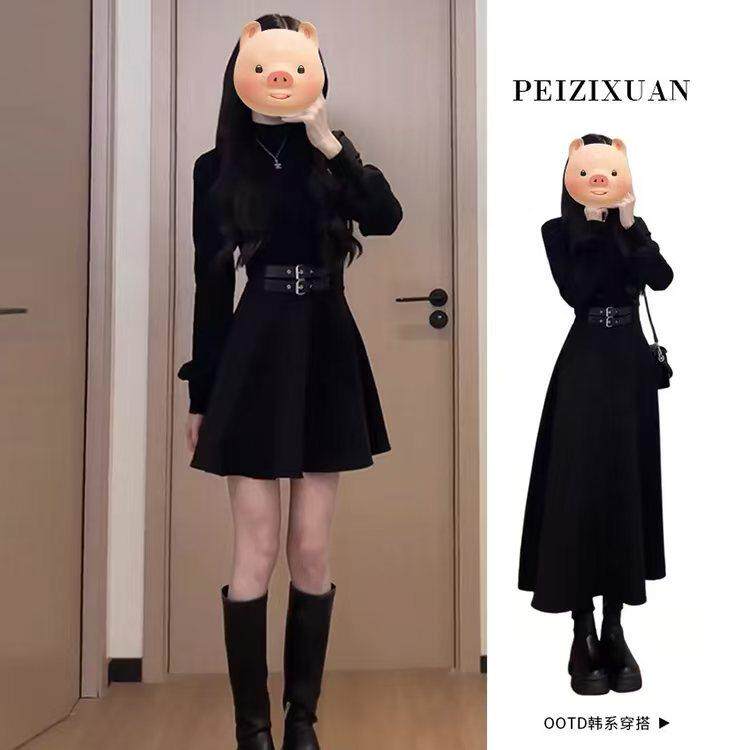 早春法式黑色内搭连衣裙子女春秋装2025新款小个子掐腰气质小黑裙,女装/女士精品,连衣裙,淘宝优惠券,粉丝福利购,淘宝优惠卷